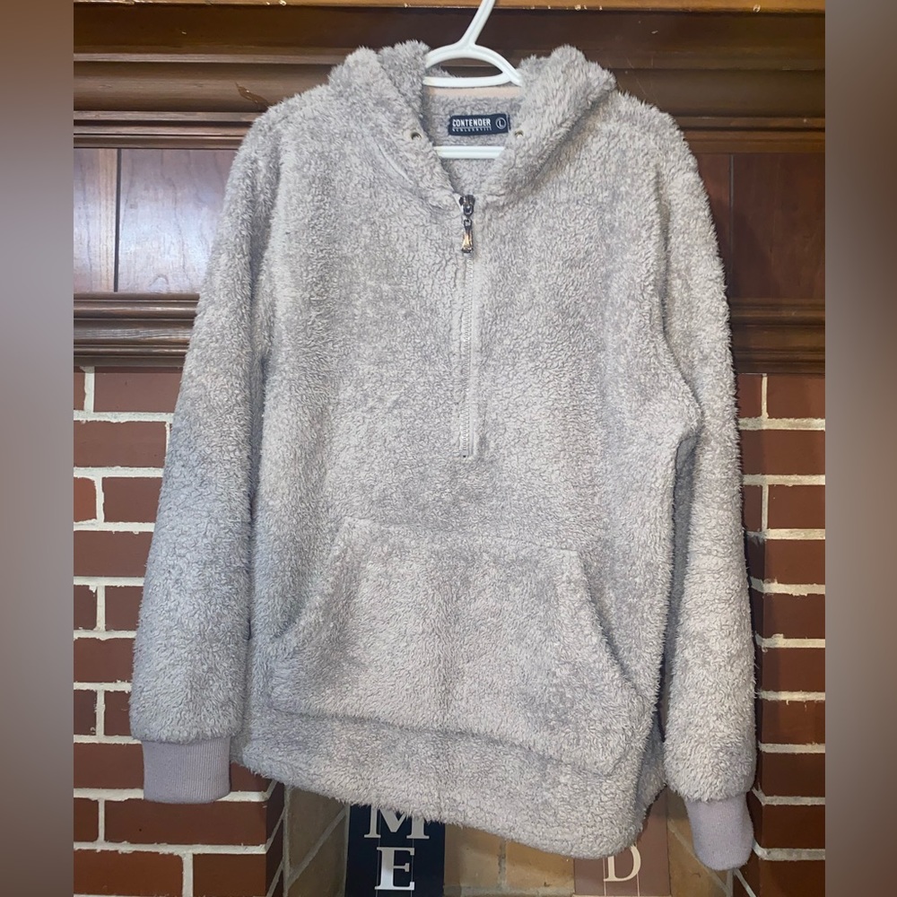 Cozy Gray Sherpa Hoodie Sweater